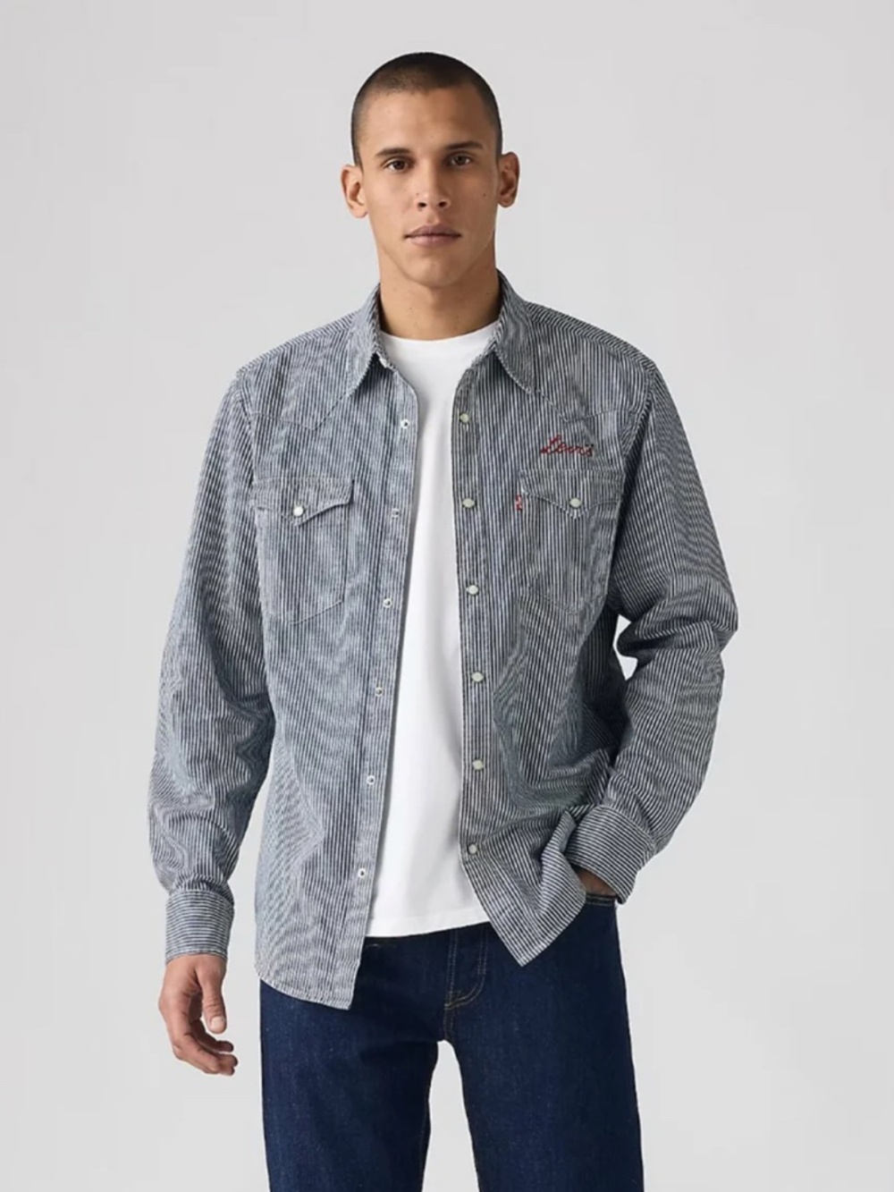 Levi's Men's Classic Standard Denim Western Shirt - Hickory Stripe NWT